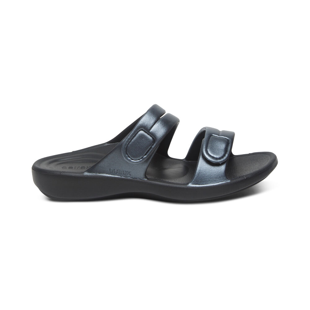 Aetrex Women's Janey Sport Water-Friendly Sandals - Black | USA JECCNCN